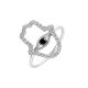 Diamond Blue Eye Sapphire Hand Ring in 18K White Gold