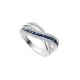 Diamond Double Line Sapphire Ring in 18K White Gold