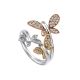 Butterfly Diamond ring in 18K White &Yellow & Rose Gold