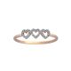 Attached Three Hearts Ring in 18k White and Rose Gold