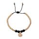 Gold Bead Diamond Bracelet in Black Onyx with 18K Rose Gold