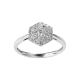 Diamond Hexagon Shape Cluster Solitaire Engagement Ring in 18K White Gold